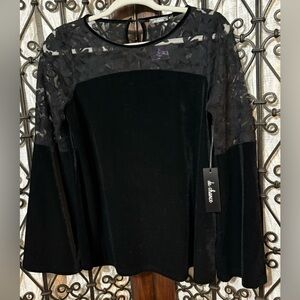 Black Velvet and Lace Women's Blouse